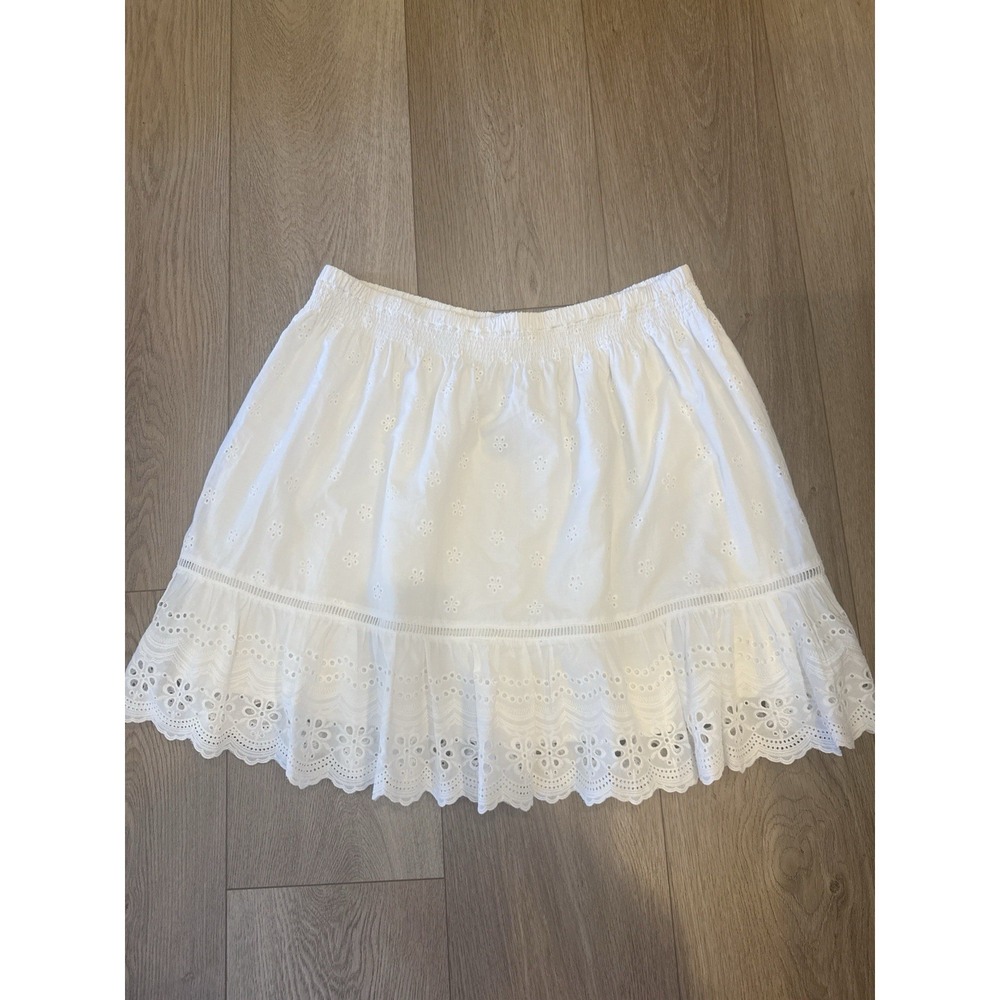 NWT Boutique White Eyelet Skirt 3XL Lined Elastic Waist Boho Cotton Mini